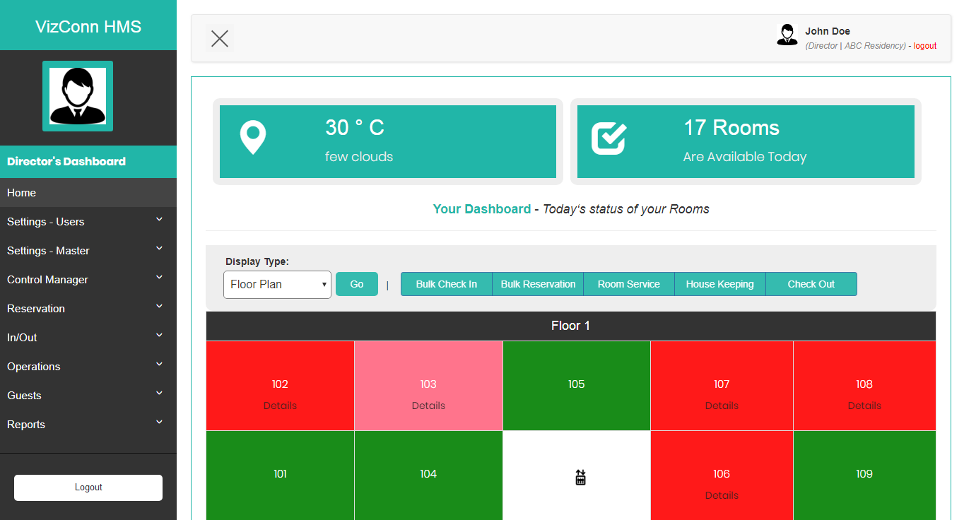 VizConn HMS (Hotel Management System)